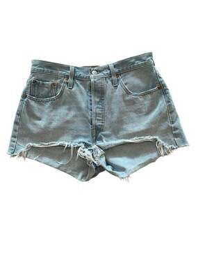 Levi’s 501 100% Cotton Cut Off Denim Light Wash Beach Casual Jean Shorts- 29